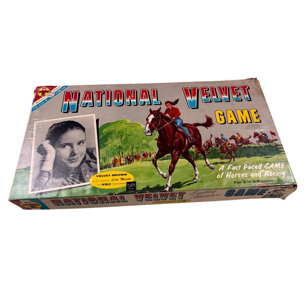 1961 Transogram National Velvet Board Game NBC TV Horse Racing w/ Box Vintage